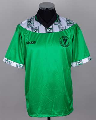 Green and White No.12 Nigeria short-sleeved shirt, 1994