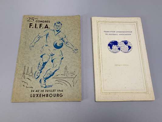 FIFA, Congress Booklet, 24-28 July 1946 held in Luxembourg and 1954 FIFA, The 50th Year Anniversary, 1904 to 1954, booklet given to the attendees of t