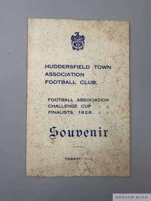Huddersfield Town special issue souvenir programme in celebration of reaching the 1928 F.A. Cup Final

 The following lots 902 to 943 relate to the ca