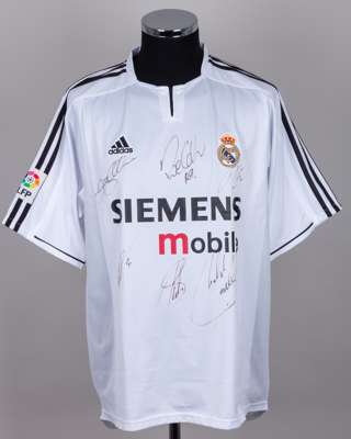White Real Madrid autographed replica short-sleeved shirt