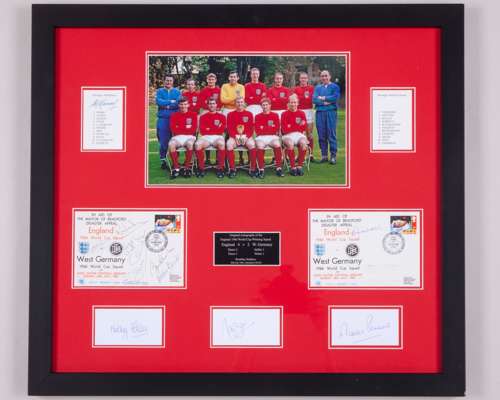 England World Cup 1966 - a team autographed display