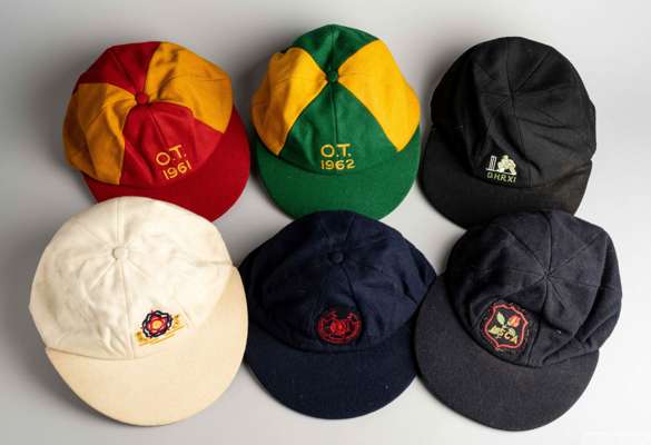 David Lloyd six various Lancashire Schools/Federation, England schools and Derrick Robins cap
 two blue, one white, one black, one white, green and or