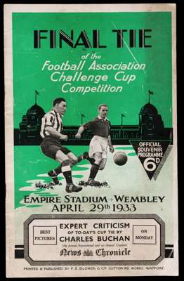 F.A. Cup Final programme Everton v Manchester City 29th April 1933
