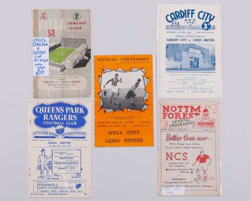 Five Leeds United away match programmes, 1952