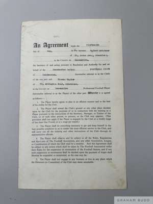 Manchester United Player's Contract for Tommy Taylor for season 1954-55,
 drawn up on behalf of MUFC by the Club Secretary Walter Crickmer, an agreeme