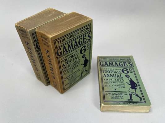Gamages Football annuals 1912-13, 1913-14. 1914-15,
 soft back cover, in good condition, (3)