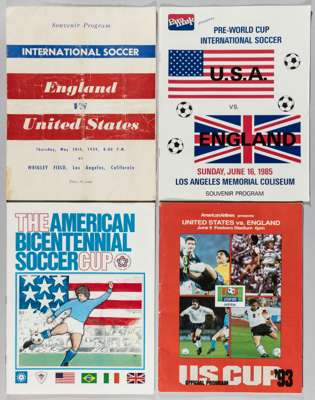 England away programmes v United States,
 includes rare 28th May 1959 at Wrigley Field Los Angeles; 27th May 1964; New York 1976 Bi-centennial tournam