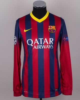 Neymar Jr. garnet and blue No.11 Barcelona v. AC Milan long-sleeved shirt, 2013