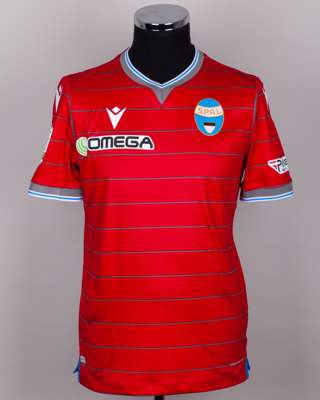 Leonardo Sernicola red No.17 SPAL short-sleeved shirt, 2020-21