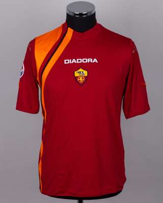 Francesco Totti red and orange No.10 Roma autographed short-sleeved shirt, 2005-06