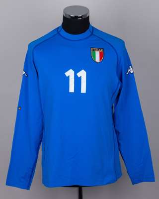 Alessandro Del Piero blue No.11 Italy v. Lithuania match worn long-sleeved shirt, 2001