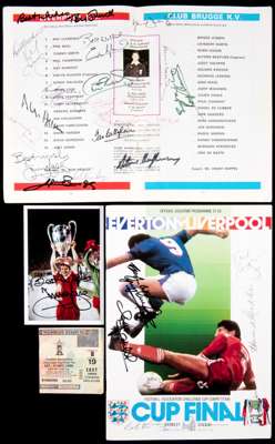 Two autographed Liverpool programmes, 1978 European Cup Final and 1986 F.A. Cup Final, signatures including Paisley, Lineker, Dalglish, Kendall, Steve