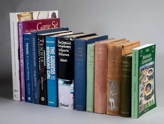 A collection of tennis books and ephemera,

books comprising: "Lawn Tennis” by J. Parmly Paret, hardback 418-page, New York, 1904; a mint copy of Hein