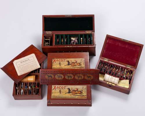 Vintage wooden boxed horse racing games