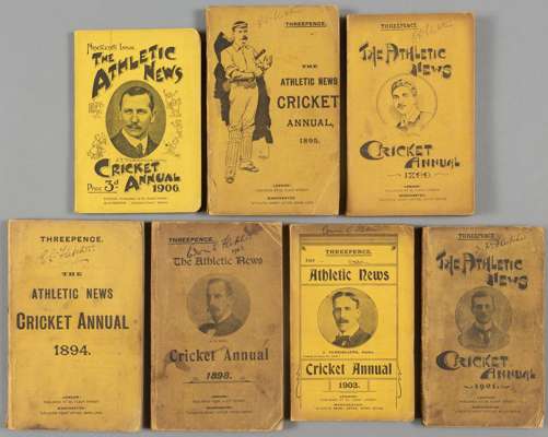 The Athletic News Cricket Annual,
 for: 1894, 1895, 1898, 1899, 1901, 1903 & 1906, generally good ( 7 vols)