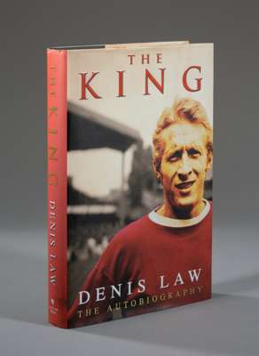 An autographed copy of The King by Denis Law, 
 First Edition, hard copy with dust cover, published by Bantam Press