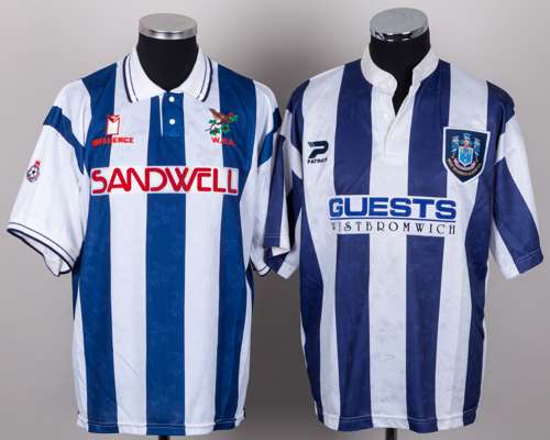 A blue and white West Bromwich Albion short-sleeved shirt, 1991-92