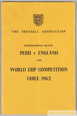 World Cup Chile 1962 England FA booklet issued as itinerary for Peru v England World Cup 1962