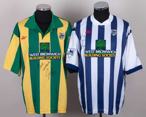 Lee Marshall blue and white No.16 West Bromwich Albion autographed short-sleeved shirt