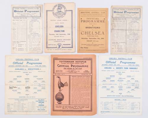 Seven Chelsea match programmes, 1940s