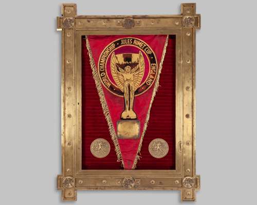 An extremely rare double sided 1966 FIFA World Cup silk and embroidered pennant