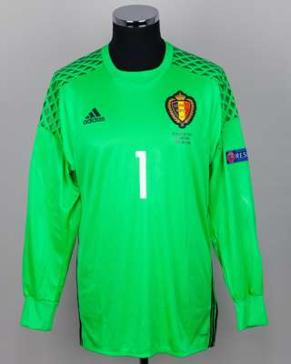 Thibaut Courtois green No.1 Belgium v. Italy goalkeeper shirt, 2016