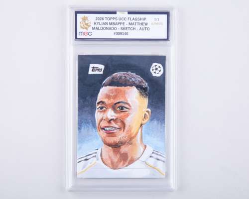 Kylian Mbappe Topps UCC Flagship 1 of 1 Matthew Maldonado Sketch Auto MGC Authentic