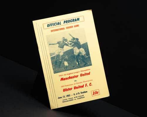 Jack Rowley scarce Ulster United v. Manchester United Tour Match programme, 12th June 1952
