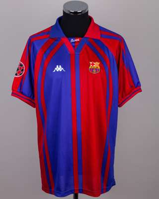 Rivaldo garnet and blue No.11 Barcelona v. Newcastle United short-sleeved shirt, 1997