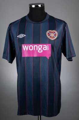 Gordon Smith blue No.22 Heart of Midlothian v Tottenham Europa League short-sleeved jersey, 2011-12, 
 Umbro, L, with crew-neck collar and embroidered