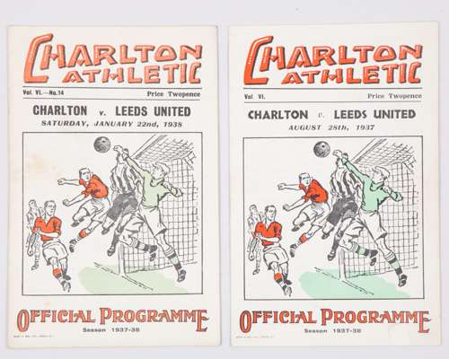 Two Charlton Athletic v. Leeds United match programmes, 1937-38