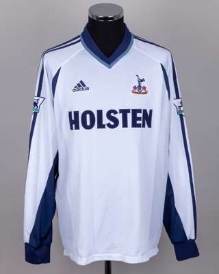 Jamie Redknapp white and blue No.21 Tottenham Hotspur long-sleeved shirt, 2001-02