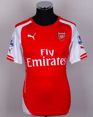 Alexis Sanchez red and white No.17 Arsenal short-sleeved shirt, 2014-15
