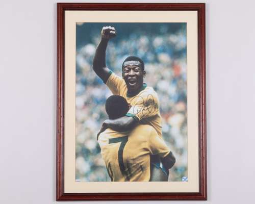 An autographed Pele print