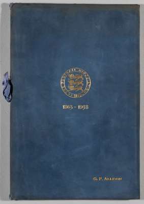 Football Association 75th Anniversary Banquet event programme issued to the Arsenal manager George Allison,
 held at The King's Hall, Holborn Restaura
