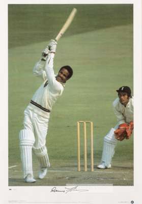 CRICKET GARY SOBERS LARGE SIGNED LIMITED EDITION PRINT NUMBER 142/500 - FRAMED. 

SOLD WITH CRICKET FRED TRUEMAN LARGE FRAMED SIGNED PHOTOGRAPH DISPLA