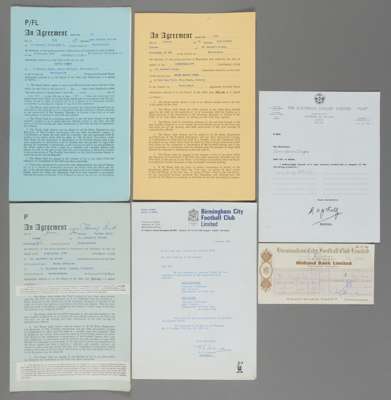 Birmingham City selection, circa 1960-1980,
 included players official contracts/agreements, all are original and are fully signed by players and comp