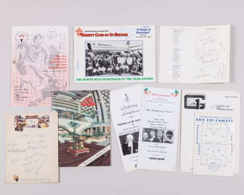 Harry Gregg Manchester United v. CYC All Stars menu for the Kick-Off Banquet