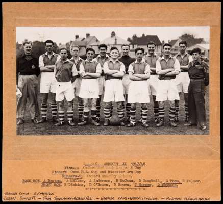 A pre-professional career photograph of Tommy Harmer taken in 1947-48 the season before he signed for Tottenham Hotspur, Harmer is depicted in a team-