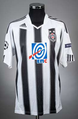 Iveca Lliev Partizan black and white Belgrade no.77 home jersey from the 2010-11 Champions League campaign game v Arsenal at the Partizan Stadium on 2