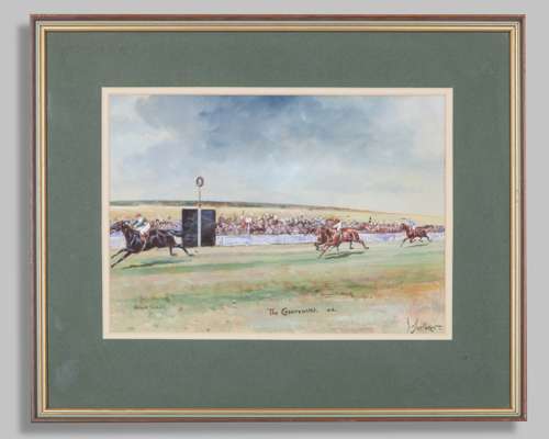 John Beer (British, 1860-1930) horse race watercolour