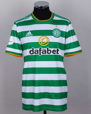 Odsonne Eduard green and white No.22 Celtic v. Ross County short-sleeved shirt, 2020-21