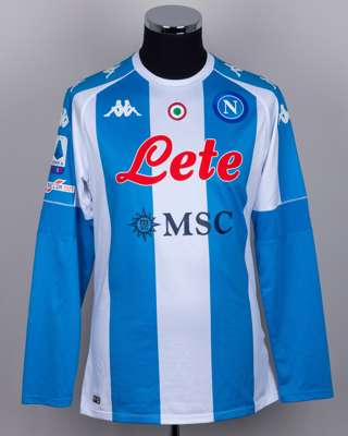 Victor Osimhen blue and white No.9 Napoli v. Roma long-sleeved shirt, 2021