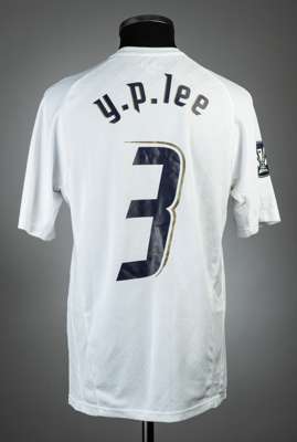 Lee Young-pyo white Tottenham Hotspur no.3 home jersey, season 2007-08,
 match issue, Puma, short-sleeved with UEFA EUROPA sleeve badges, club crest a