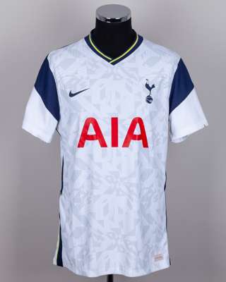 Son Heung-Min white and blue No.7 Tottenham Hotspur autographed short-sleeved shirt, 2020-21