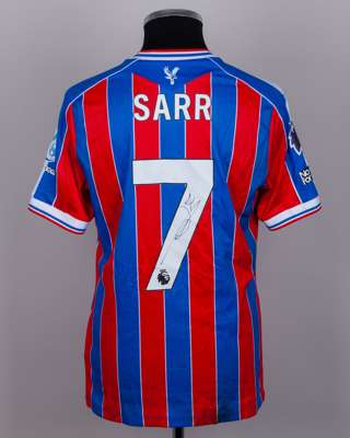 Ismaïla Sarr red and blue No.7 Crystal Palace v. Brighton match worn shirt