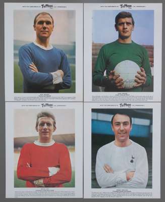 Set of 24 facsimile signed Typhoo Tea famous football player profile collector's cards,
 comprising Alan Ball, Gordon Banks, Jim Baxter, George Best, 