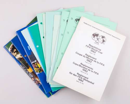A collection of fifteen FIFA Official World Cup Regulations booklets, 1954 to 2014