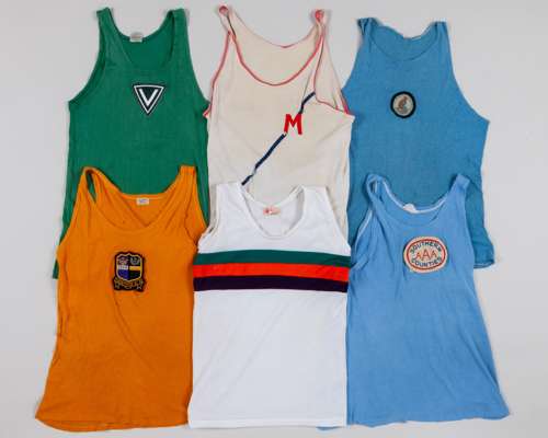 Collection of amateur athletics athlete vests