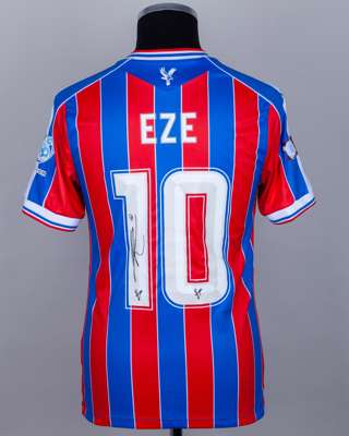 E.Eze red and blue No.10 Crystal Palace v. Liverpool Community Shield match issued shirt